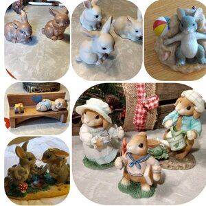 Bundle of 11 Ceramic Easter Bunny Rabbit Figurines